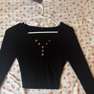 Black half button up top